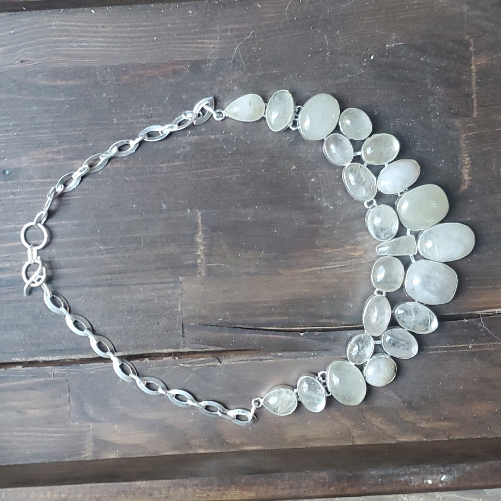 New Oversized Golden Rutile 925 Silver Statement Necklace. - Picture 12 of 16